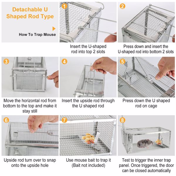 HKM-9561405 Humane Galvanized Iron Mouse Trap for Effective Rodent Control - Easy Set One-Door Design