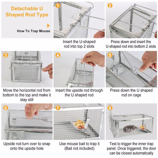 HKM-9561405 Humane Galvanized Iron Mouse Trap for Effective Rodent Control - Easy Set One-Door Design
