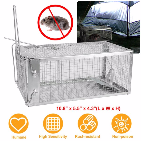 HKM-9561405 Humane Galvanized Iron Mouse Trap for Effective Rodent Control - Easy Set One-Door Design