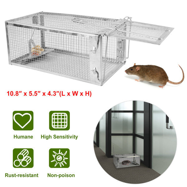 HKM-9561405 Humane Galvanized Iron Mouse Trap for Effective Rodent Control - Easy Set One-Door Design