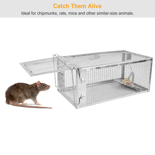 HKM-9561405 Humane Galvanized Iron Mouse Trap for Effective Rodent Control - Easy Set One-Door Design