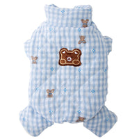 HKM-9562301 Gingham Bear Quilted Dog Jumpsuit - Cozy Cotton Coat for Autumn and Winter