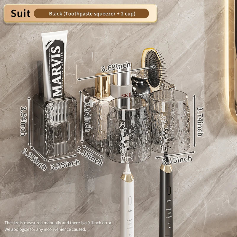HKM-956243 Eco-Friendly Transparent Wall Hanging Toothbrush and Cosmetic Cup Holder for Bathroom