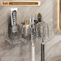 HKM-956243 Eco-Friendly Transparent Wall Hanging Toothbrush and Cosmetic Cup Holder for Bathroom