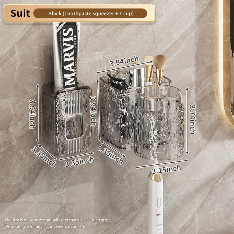 HKM-956243 Eco-Friendly Transparent Wall Hanging Toothbrush and Cosmetic Cup Holder for Bathroom