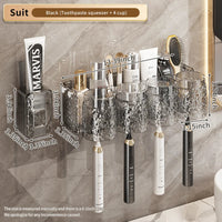 HKM-956243 Eco-Friendly Transparent Wall Hanging Toothbrush and Cosmetic Cup Holder for Bathroom
