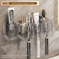 HKM-956243 Eco-Friendly Transparent Wall Hanging Toothbrush and Cosmetic Cup Holder for Bathroom