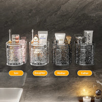 HKM-956243 Eco-Friendly Transparent Wall Hanging Toothbrush and Cosmetic Cup Holder for Bathroom