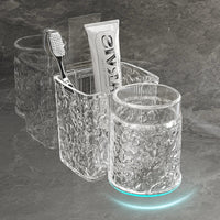 HKM-956243 Eco-Friendly Transparent Wall Hanging Toothbrush and Cosmetic Cup Holder for Bathroom