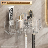 HKM-956243 Eco-Friendly Transparent Wall Hanging Toothbrush and Cosmetic Cup Holder for Bathroom