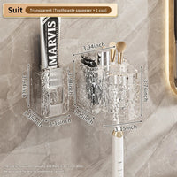 HKM-956243 Eco-Friendly Transparent Wall Hanging Toothbrush and Cosmetic Cup Holder for Bathroom