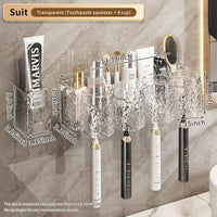 HKM-956243 Eco-Friendly Transparent Wall Hanging Toothbrush and Cosmetic Cup Holder for Bathroom