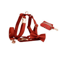 HKM-9563325 Adjustable Red Dot Dog Collar and Leash Set, Handmade, Multiple Sizes Available