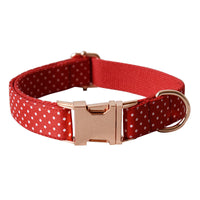 HKM-9563325 Adjustable Red Dot Dog Collar and Leash Set, Handmade, Multiple Sizes Available