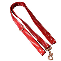 HKM-9563325 Adjustable Red Dot Dog Collar and Leash Set, Handmade, Multiple Sizes Available