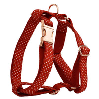 HKM-9563325 Adjustable Red Dot Dog Collar and Leash Set, Handmade, Multiple Sizes Available