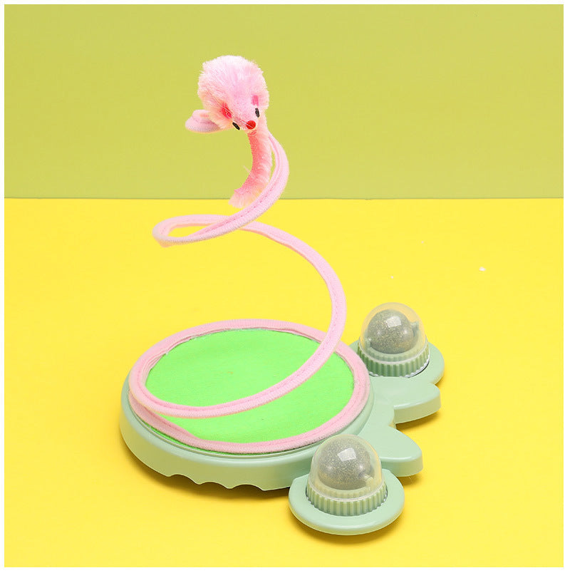 HKM-9563709 Spring Coil Cat Toy for Self-Entertainment - Plush Mouse & Sisal Ball Styles