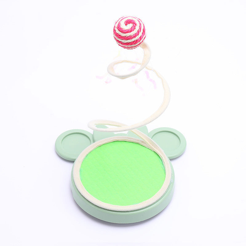 HKM-9563709 Spring Coil Cat Toy for Self-Entertainment - Plush Mouse & Sisal Ball Styles