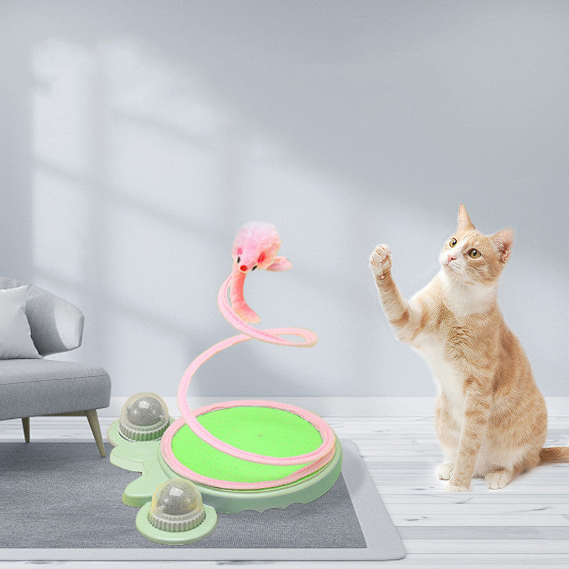 HKM-9563709 Spring Coil Cat Toy for Self-Entertainment - Plush Mouse & Sisal Ball Styles