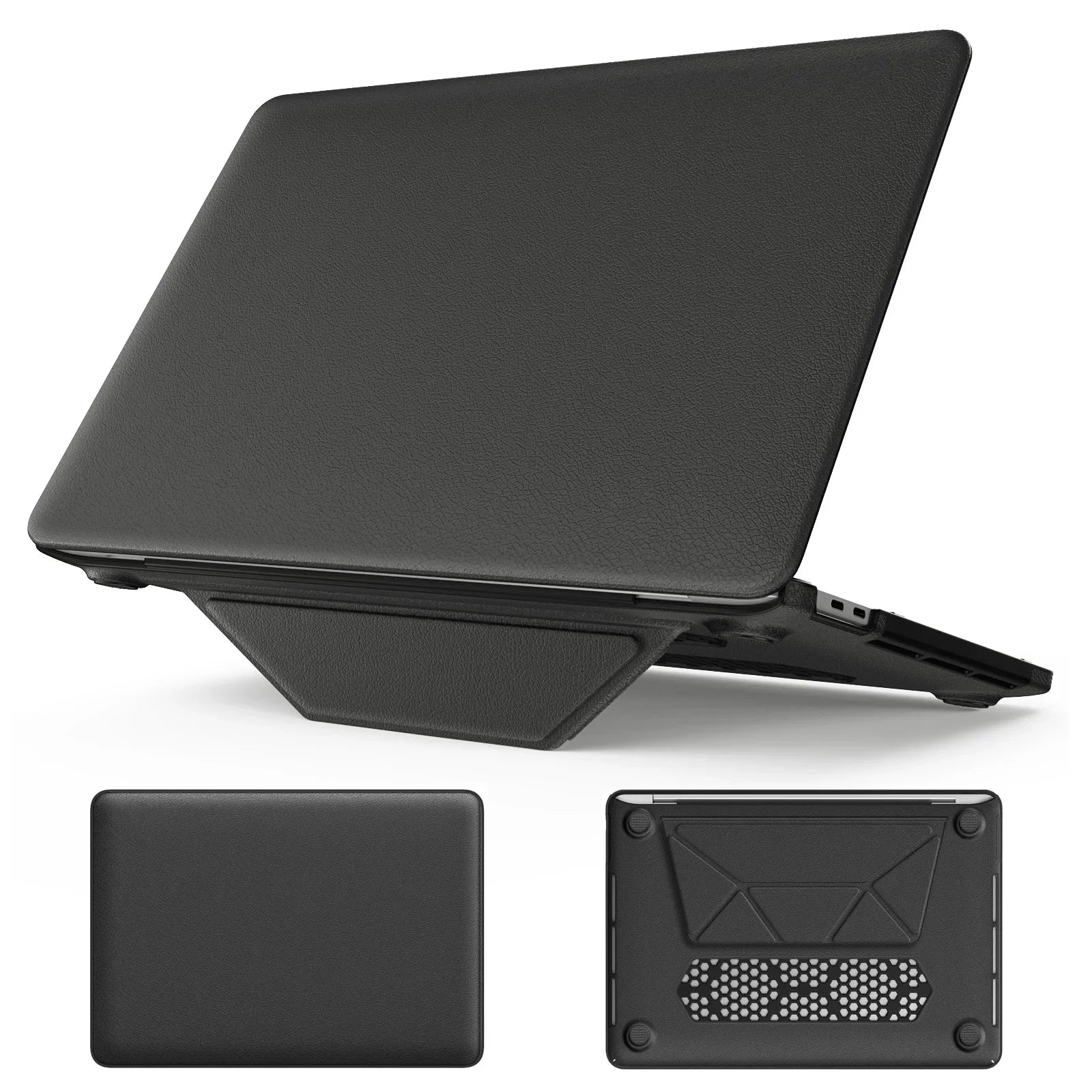 HKM-956371 Pink PU Kickstand Cover Compatible with MacBook Pro 13 (A2338 M1/M2, A2289, A2251, A2159, A1989, A1706, A1708)