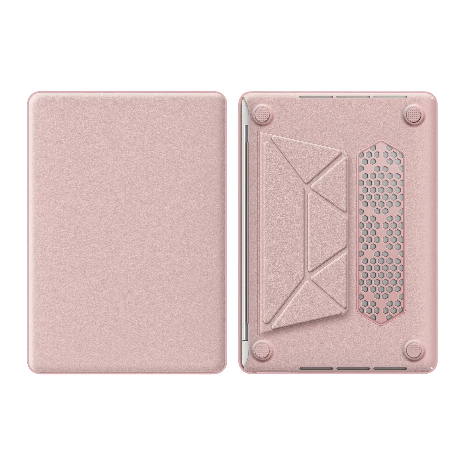 HKM-956371 Pink PU Kickstand Cover Compatible with MacBook Pro 13 (A2338 M1/M2, A2289, A2251, A2159, A1989, A1706, A1708)