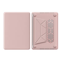 HKM-956371 Pink PU Kickstand Cover Compatible with MacBook Pro 13 (A2338 M1/M2, A2289, A2251, A2159, A1989, A1706, A1708)