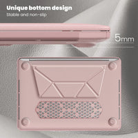 HKM-956371 Pink PU Kickstand Cover Compatible with MacBook Pro 13 (A2338 M1/M2, A2289, A2251, A2159, A1989, A1706, A1708)