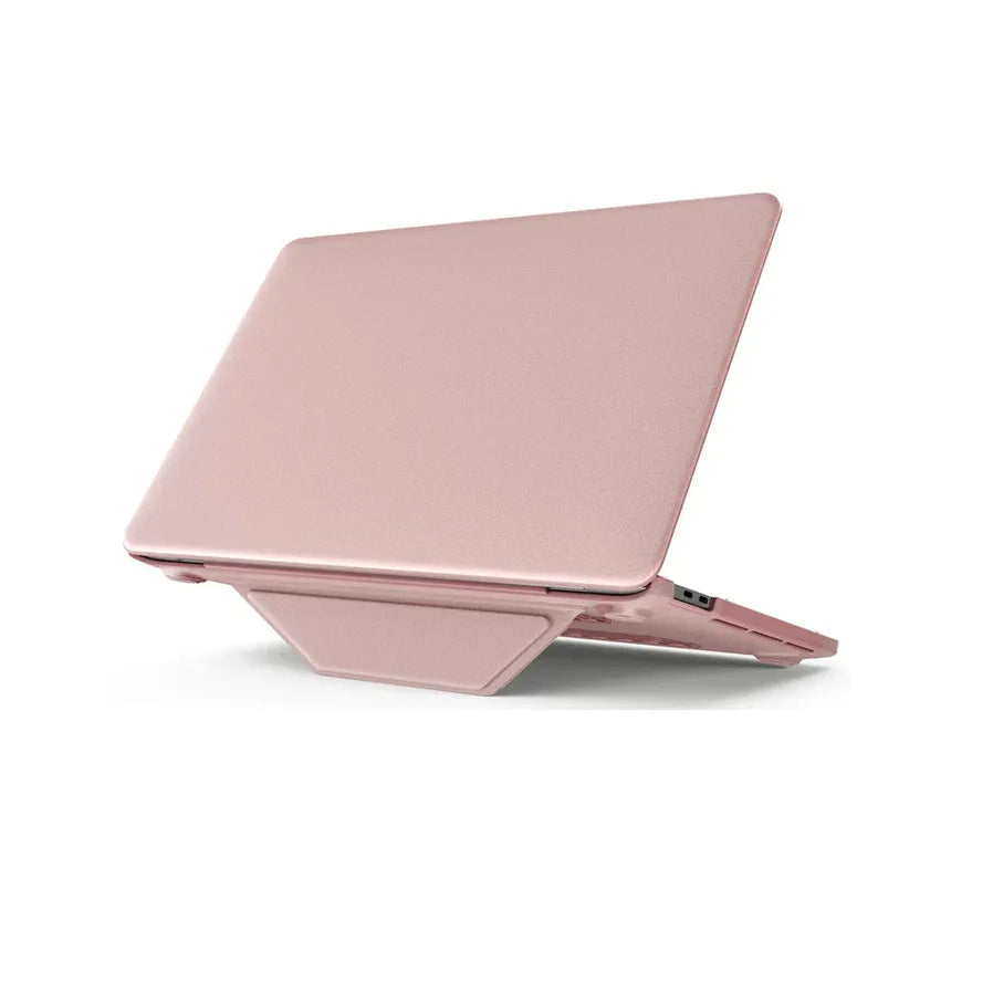 HKM-956371 Pink PU Kickstand Cover Compatible with MacBook Pro 13 (A2338 M1/M2, A2289, A2251, A2159, A1989, A1706, A1708)