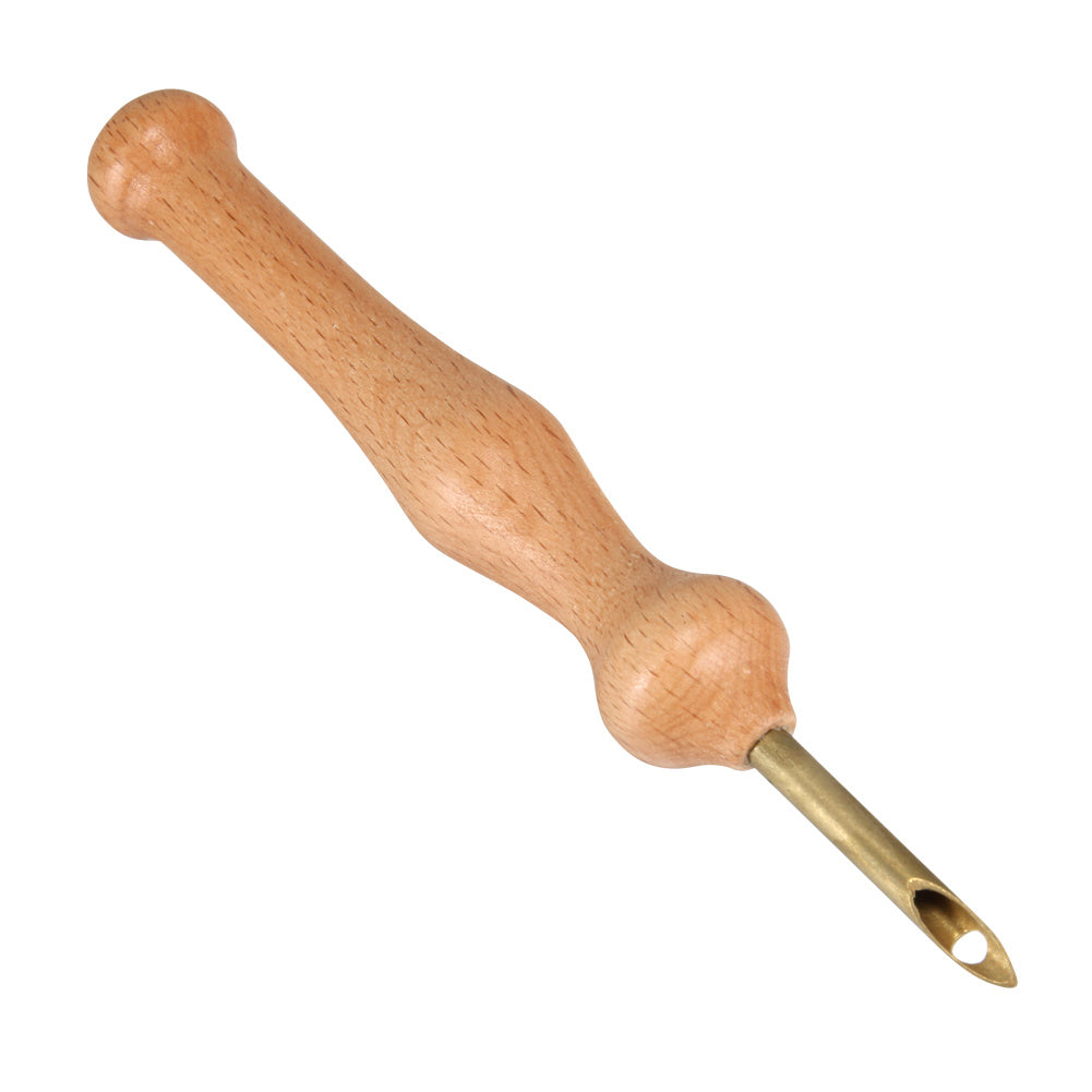 HKM-956499 Wooden Embroidery Needle Set with Threader - 14.8cm Poke Tool for Decorative Stitching