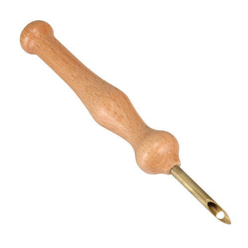 HKM-956499 Wooden Embroidery Needle Set with Threader - 14.8cm Poke Tool for Decorative Stitching