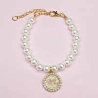 HKM-9566141 Charming Pet Necklace Collection with Bells and Pearl Accents for Cats - Multiple Colors and Designs Available