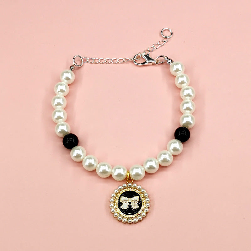HKM-9566141 Charming Pet Necklace Collection with Bells and Pearl Accents for Cats - Multiple Colors and Designs Available