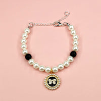 HKM-9566141 Charming Pet Necklace Collection with Bells and Pearl Accents for Cats - Multiple Colors and Designs Available