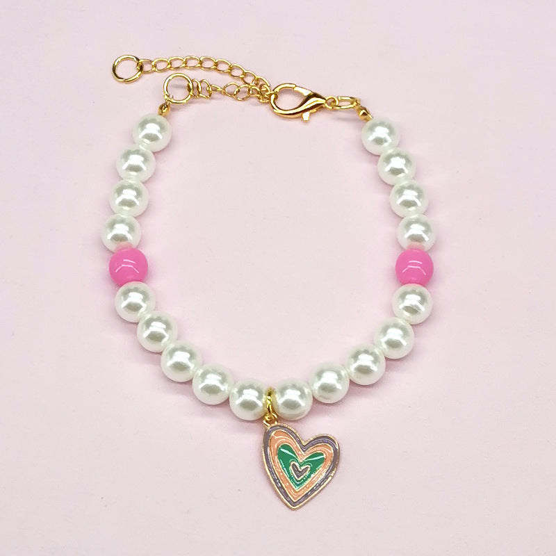HKM-9566141 Charming Pet Necklace Collection with Bells and Pearl Accents for Cats - Multiple Colors and Designs Available