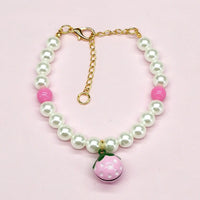 HKM-9566141 Charming Pet Necklace Collection with Bells and Pearl Accents for Cats - Multiple Colors and Designs Available