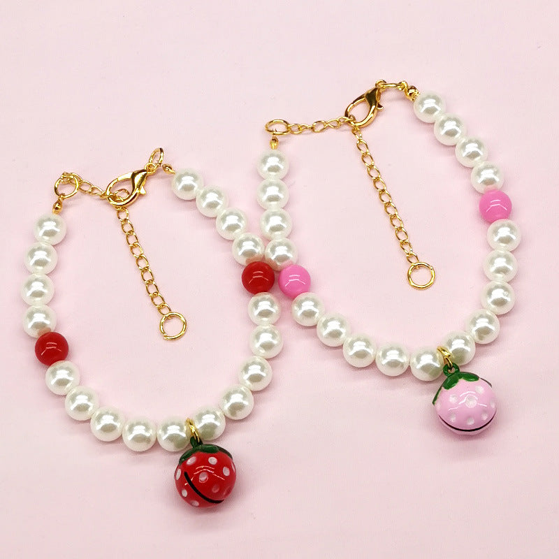 HKM-9566141 Charming Pet Necklace Collection with Bells and Pearl Accents for Cats - Multiple Colors and Designs Available