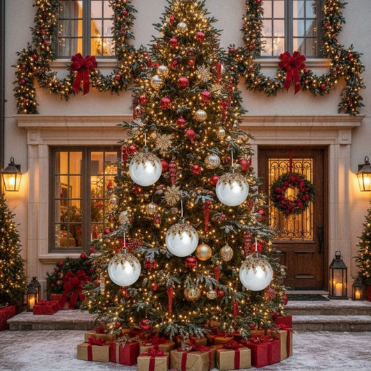 HKM-956627 Set of 6 3.9 Inch Glass Christmas Tree Ornaments with Shimmering Glitter Designs