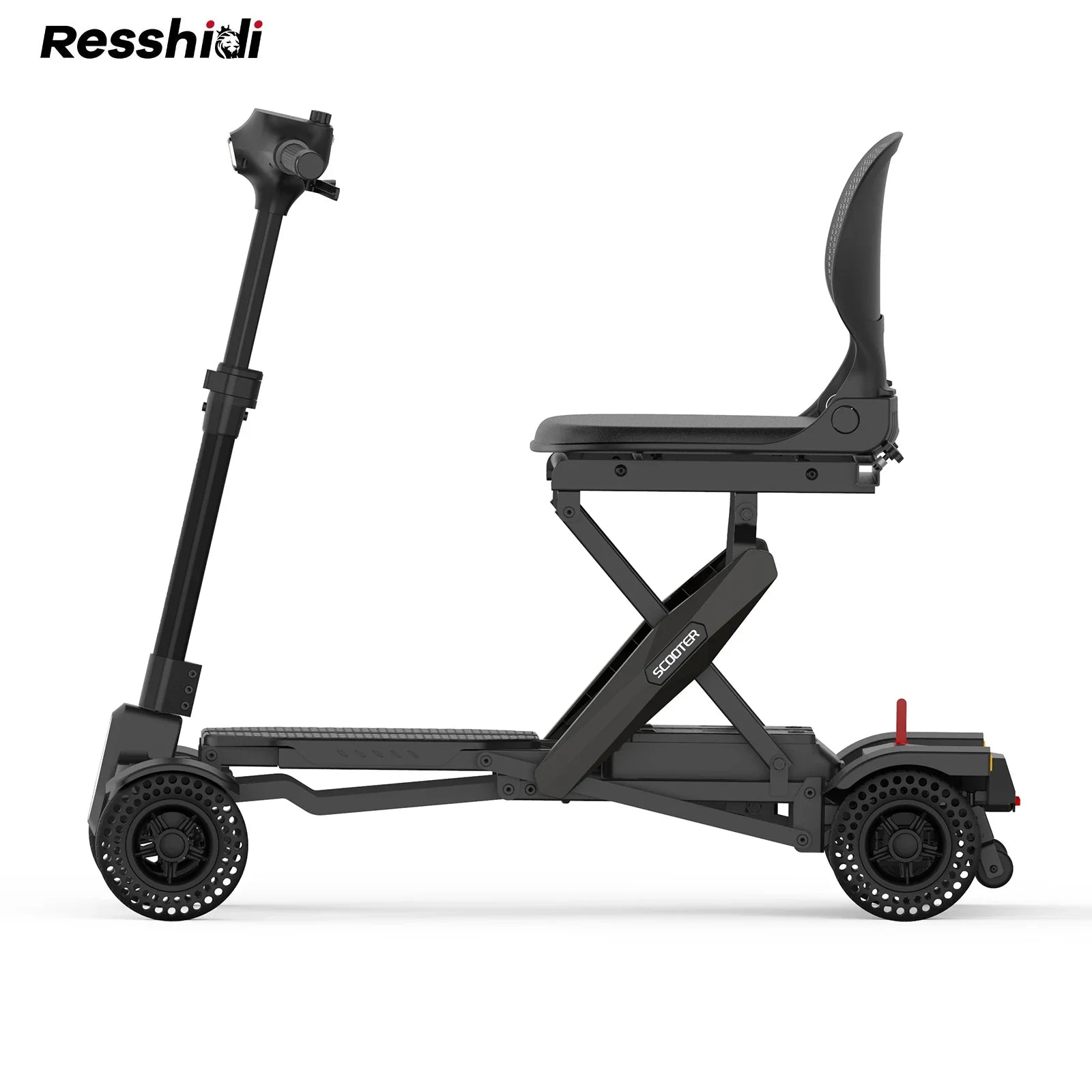 HKM-956691 4 Wheel Electric Mobility Scooter with 150kg Capacity, 250W Brushless Motor, Fully Automatic Folding, Waterproof Design