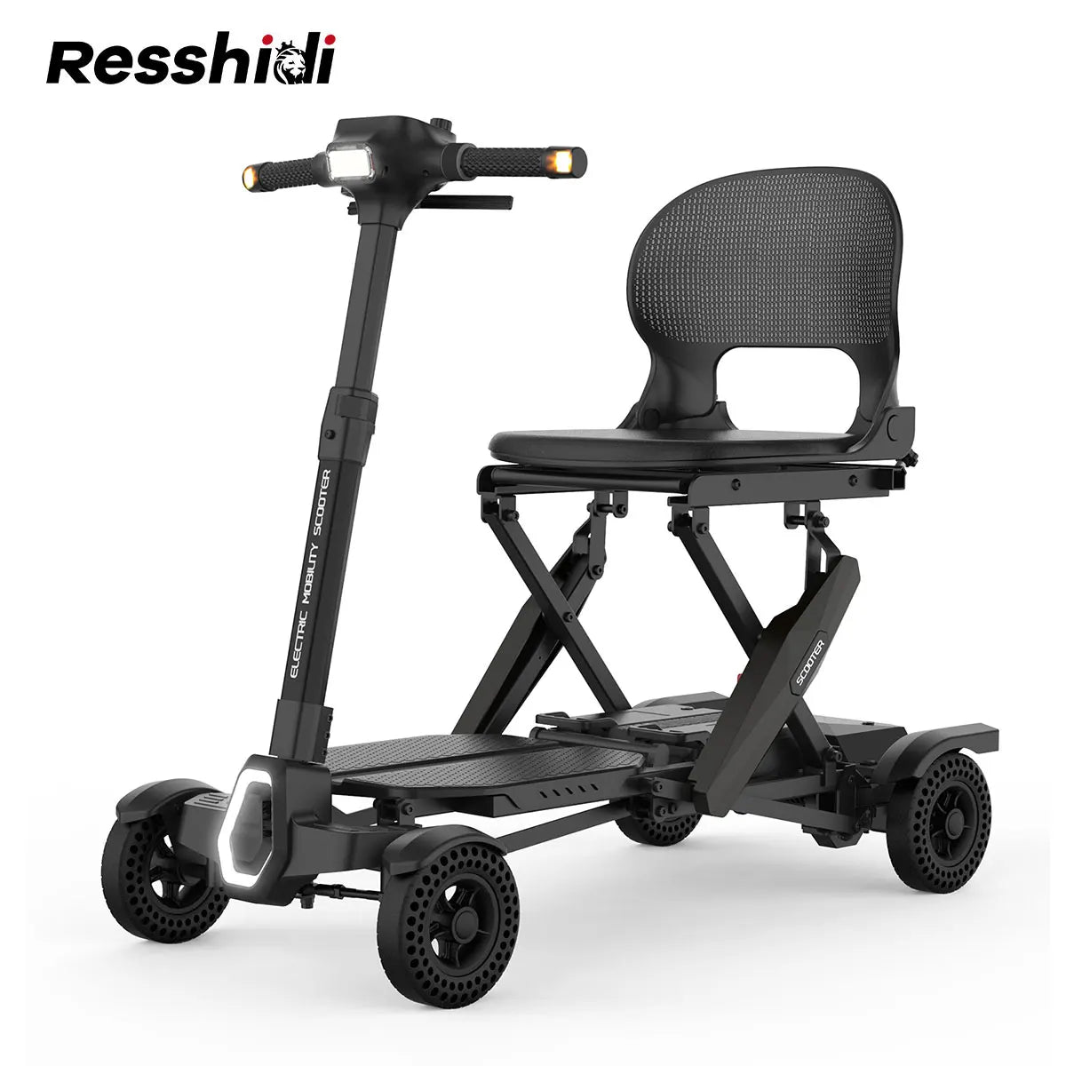 HKM-956691 4 Wheel Electric Mobility Scooter with 150kg Capacity, 250W Brushless Motor, Fully Automatic Folding, Waterproof Design