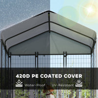 HKM-9567165 Outdoor Dog Kennel with Roof, Adjustable Bowls & Lockable Design for Large Dogs
