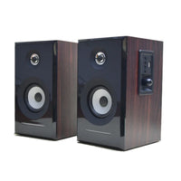 HKM-956819 Classic Wooden 2.0 Bookshelf Speakers with Hi-Fi Stereo Sound and Bluetooth Connectivity