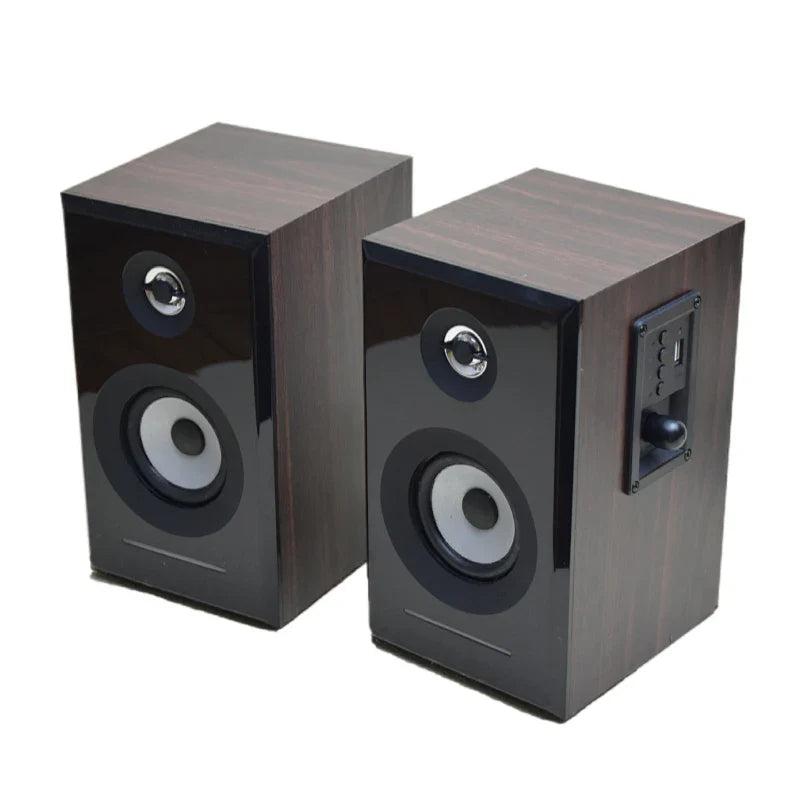 HKM-956819 Classic Wooden 2.0 Bookshelf Speakers with Hi-Fi Stereo Sound and Bluetooth Connectivity