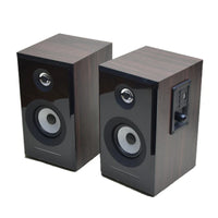 HKM-956819 Classic Wooden 2.0 Bookshelf Speakers with Hi-Fi Stereo Sound and Bluetooth Connectivity