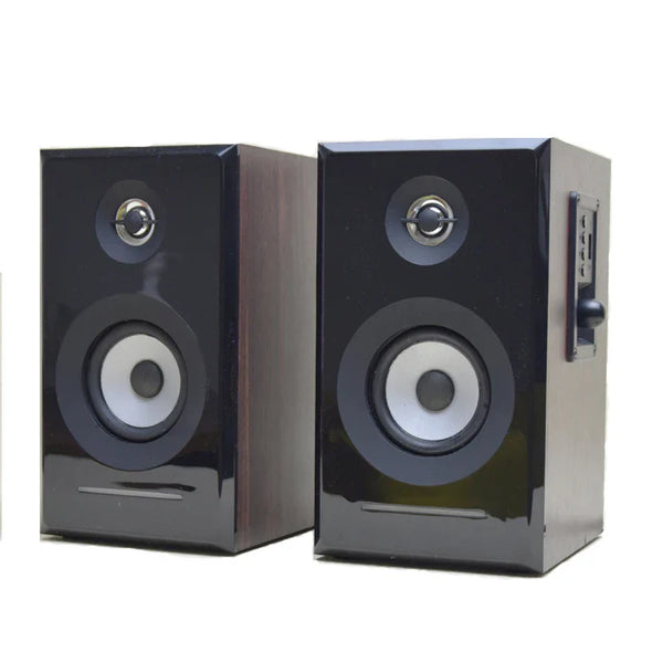 HKM-956819 Classic Wooden 2.0 Bookshelf Speakers with Hi-Fi Stereo Sound and Bluetooth Connectivity