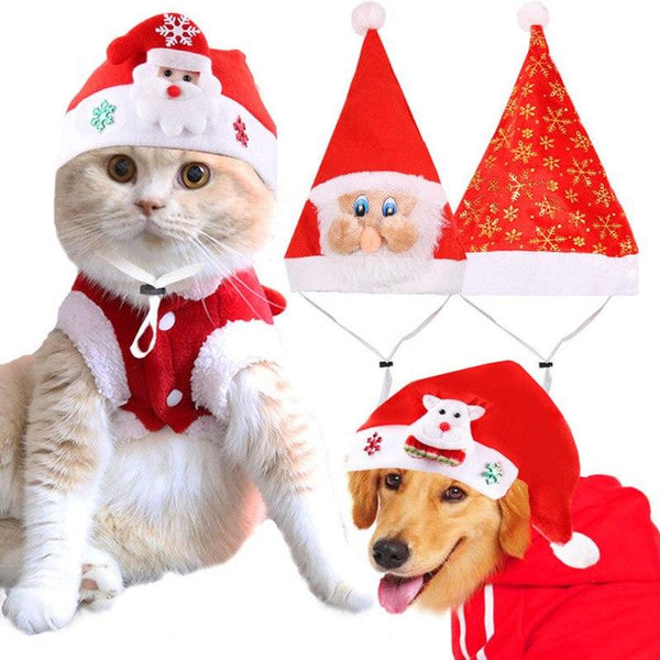 HKM-9568317 Christmas Holiday Hat for Small, Medium, and Large Dogs and Cats - Polyester, Solid Color
