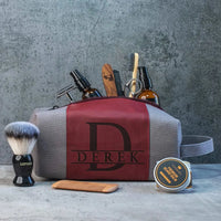HKM-956883 Large Capacity Portable Handheld Vintage Canvas and PU Leather Toiletry Bag