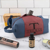 HKM-956883 Large Capacity Portable Handheld Vintage Canvas and PU Leather Toiletry Bag