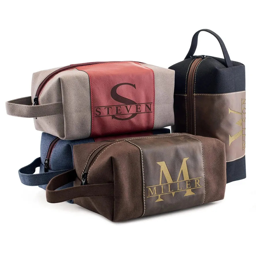 HKM-956883 Large Capacity Portable Handheld Vintage Canvas and PU Leather Toiletry Bag