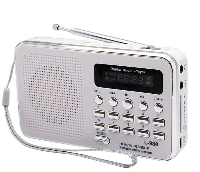 HKM-957011 Compact MP3 Player with FM Radio and USB Support - Ideal for Seniors - Available in White, Pink, Red, and Blue