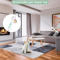 HKM-9570749 Interactive Rechargeable Laser Pointer Cat Wand with Feather Toy - 2-in-1 Indoor Play for Cats and Kittens